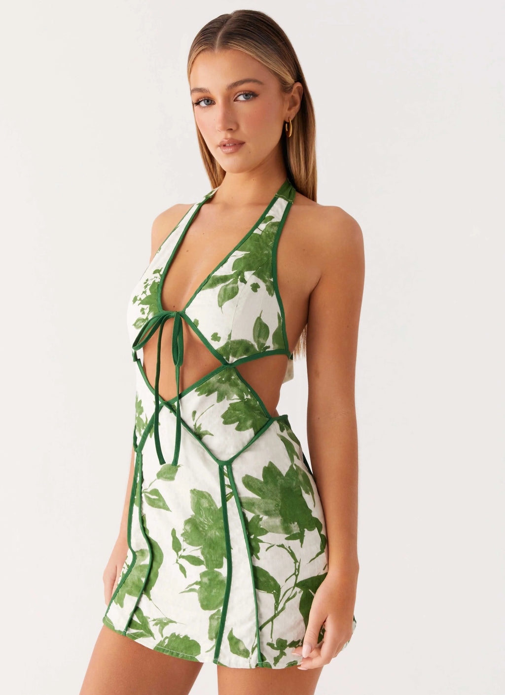 Sonnet Cotton Mini Dress - Verdant Bloom