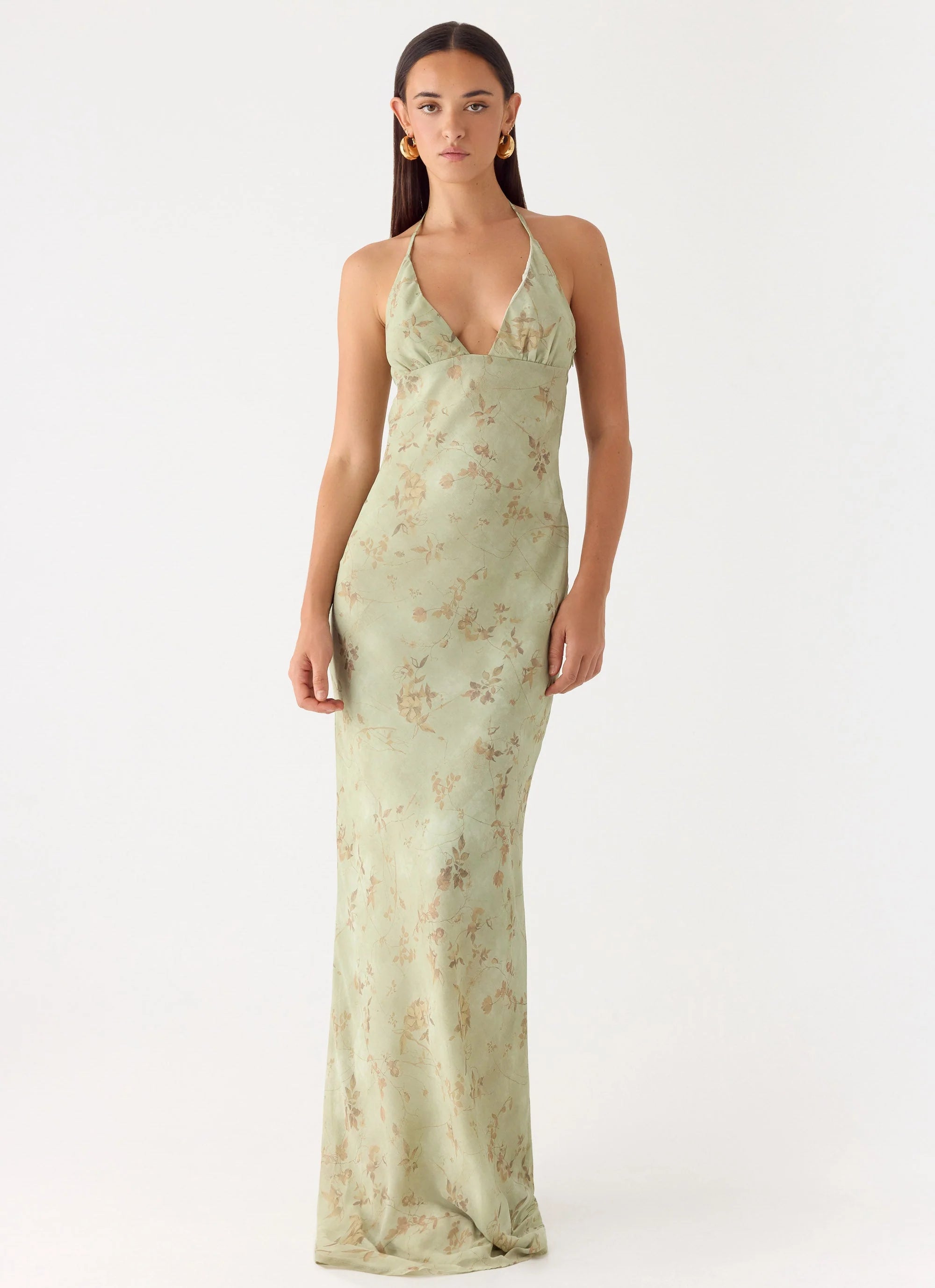 Ultra Quiet Halter Maxi Dress - Wispy Fern