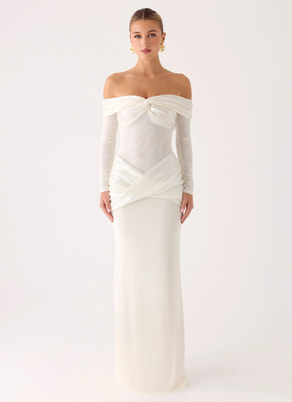 Over To You Sequin Maxi Dress - White