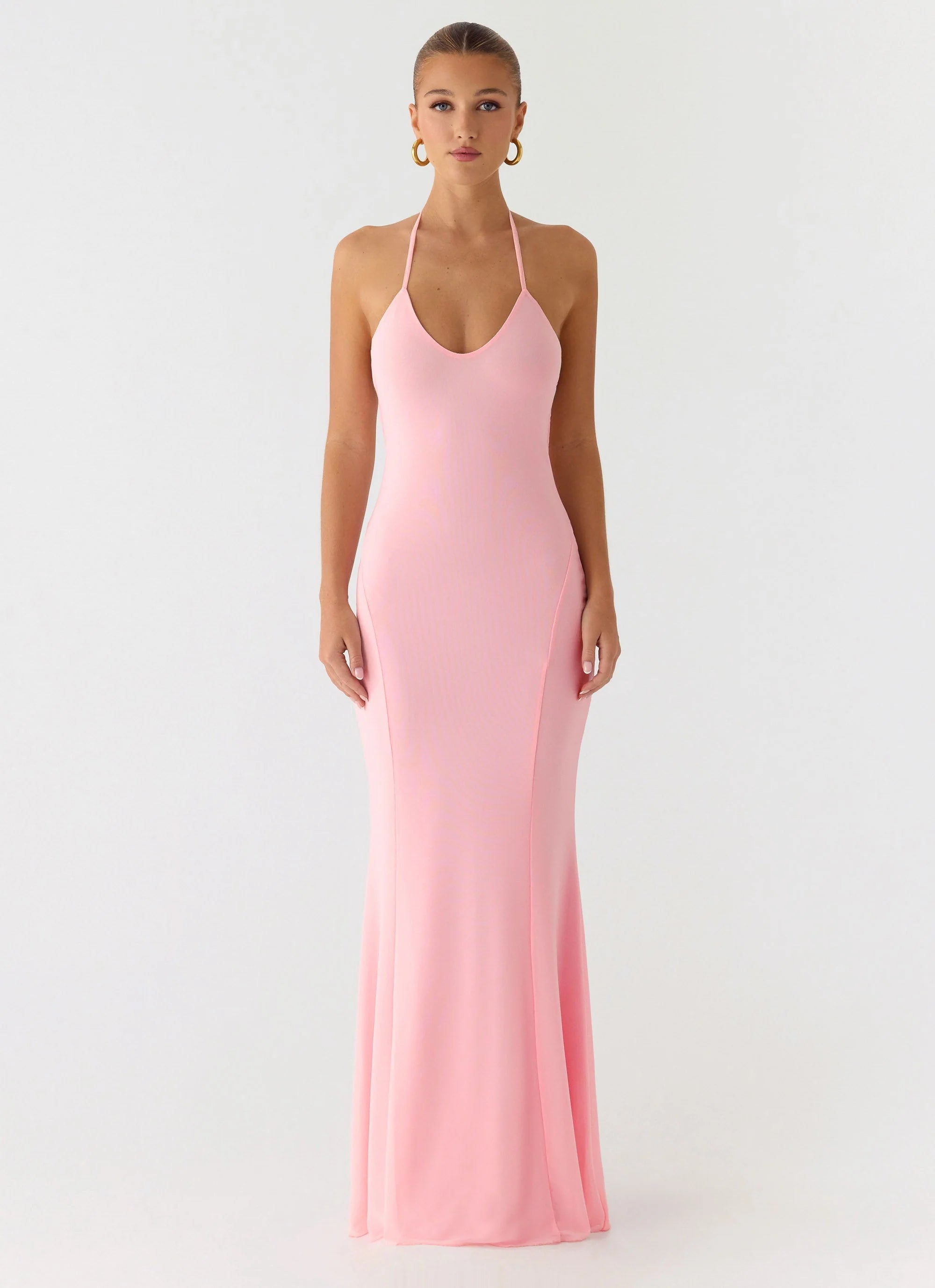 Jolin Halter Maxi Dress - Baby Pink