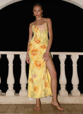 Morning Light Beaded Maxi Dress - Yellow Floral Beaded
