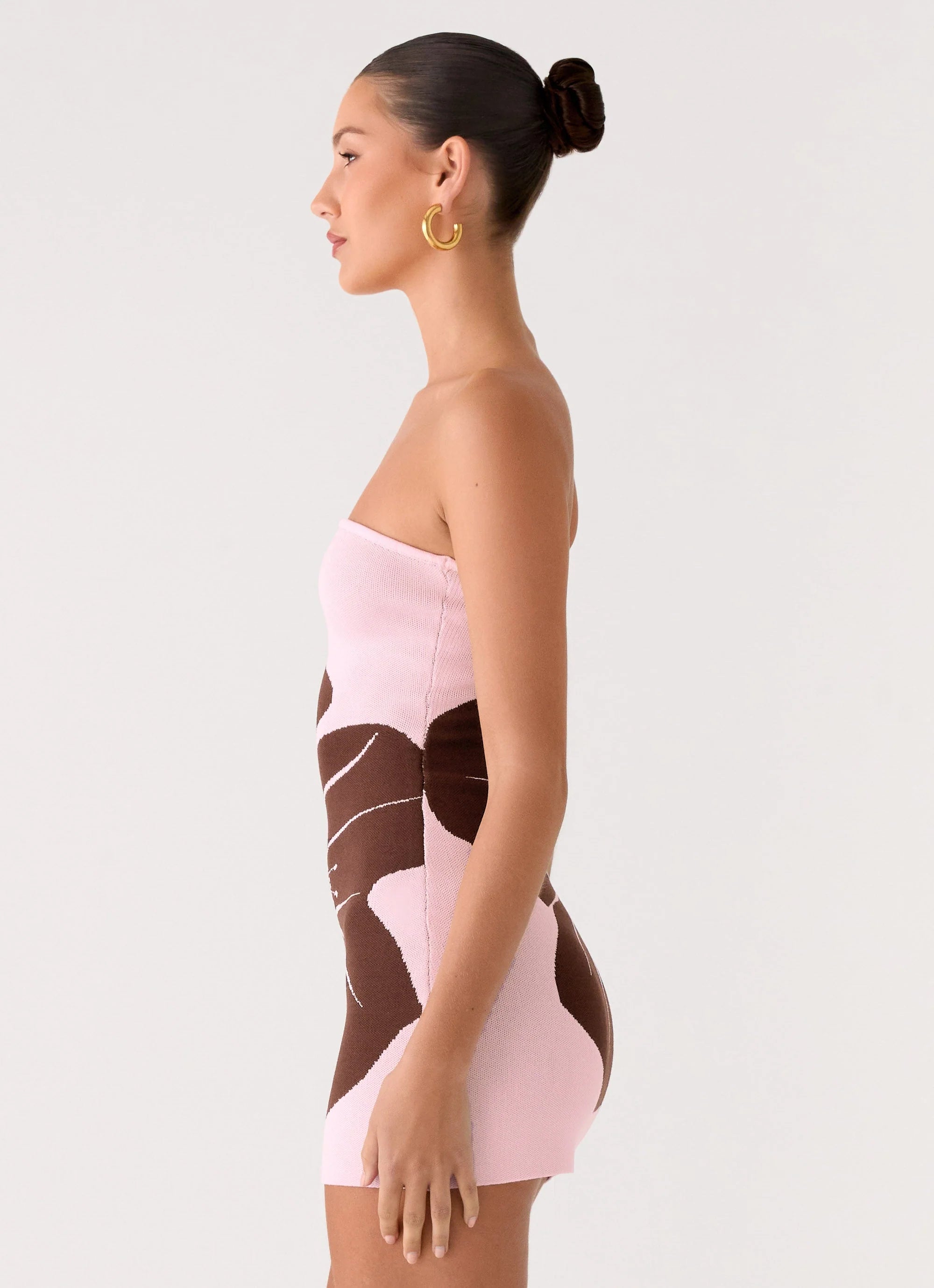 Kader Strapless Knit Mini Dress - Espresso Meadow