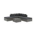 6 Piece Grey Poly Rattan Garden Lounge Set With Cushions