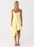 Aysha Beaded Flower Midi Dress - Yellow