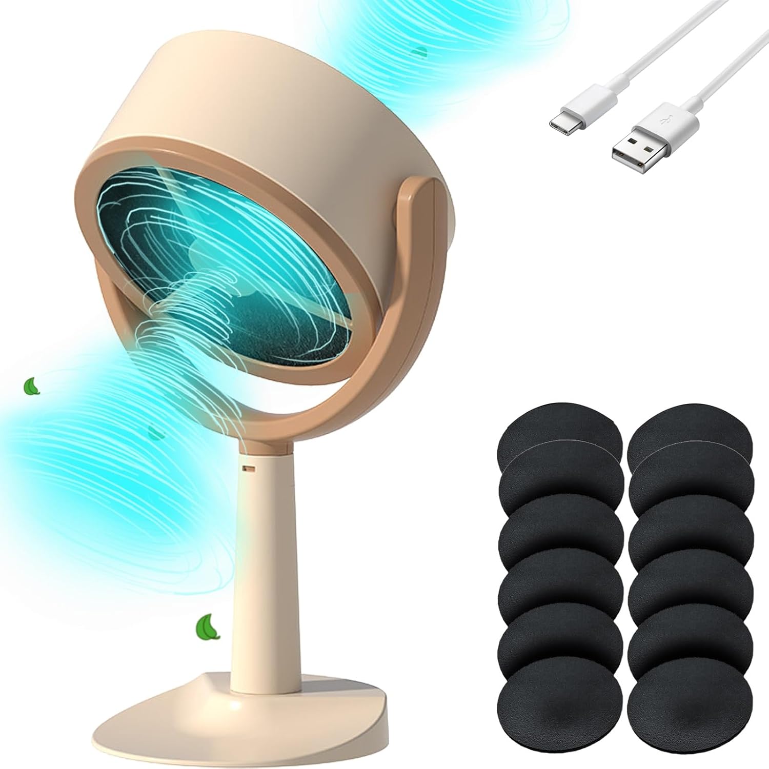 Smoke Away Purifier Fan, Compact Desktop Air Purifier, Plug-in | Smoke Remover, 12 PCS Filter Cotton, For Home, Office, Kitchen, Desk, Travel, Smoking Indoors