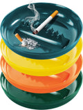 7 Inches Large Size Ashtrays for Cigarettes and Cigars [4 Pack], Smokeless Tabletop Ash Tray Outdoor Ashtray Decor for Patio Home Office Restaurant [Multicolored]