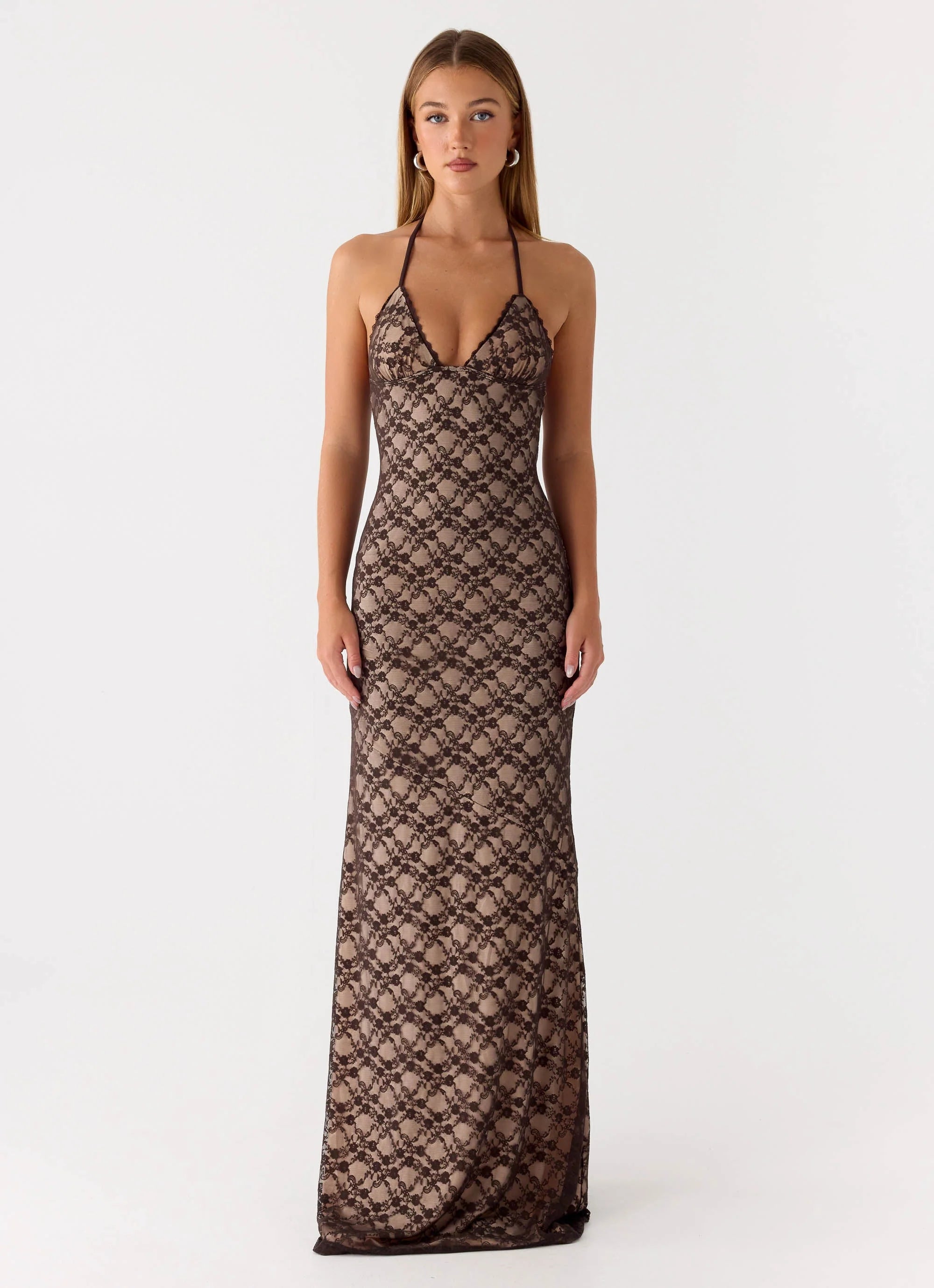 Zecca Lace Maxi Dress - Chocolate