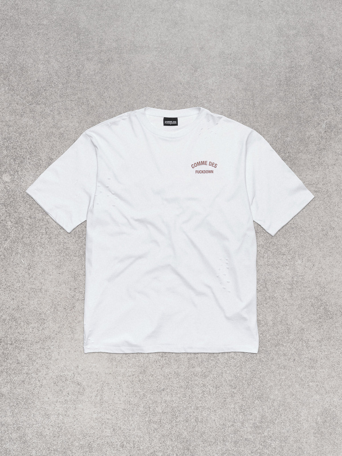 CFABM01923 - T-Shirt In Jersey Con Stampa Sul Davanti E Retro Con Rotture • Bianco