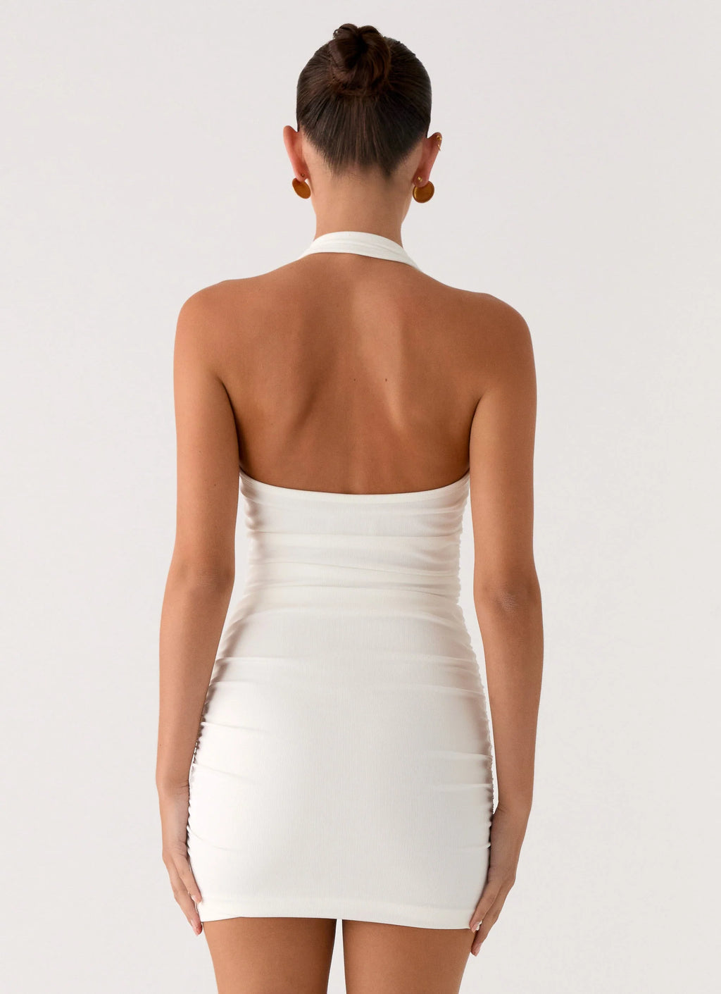 Gloves Up Halter Mini Dress - White