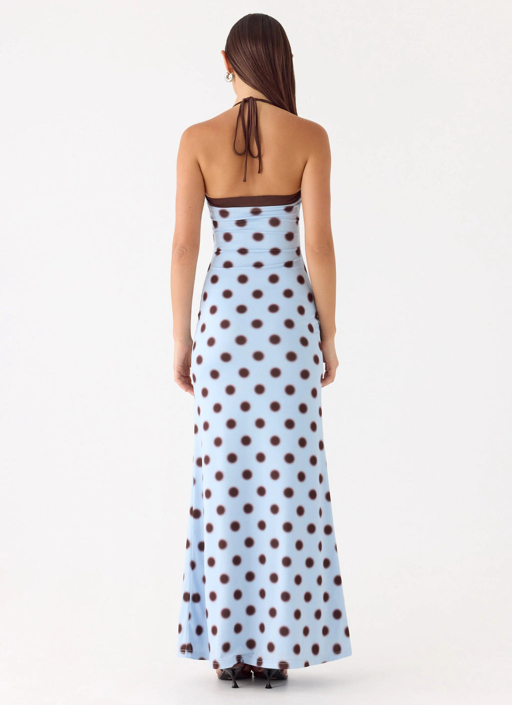 Alessandro Halter Maxi Dress - Blue Mocha Dot