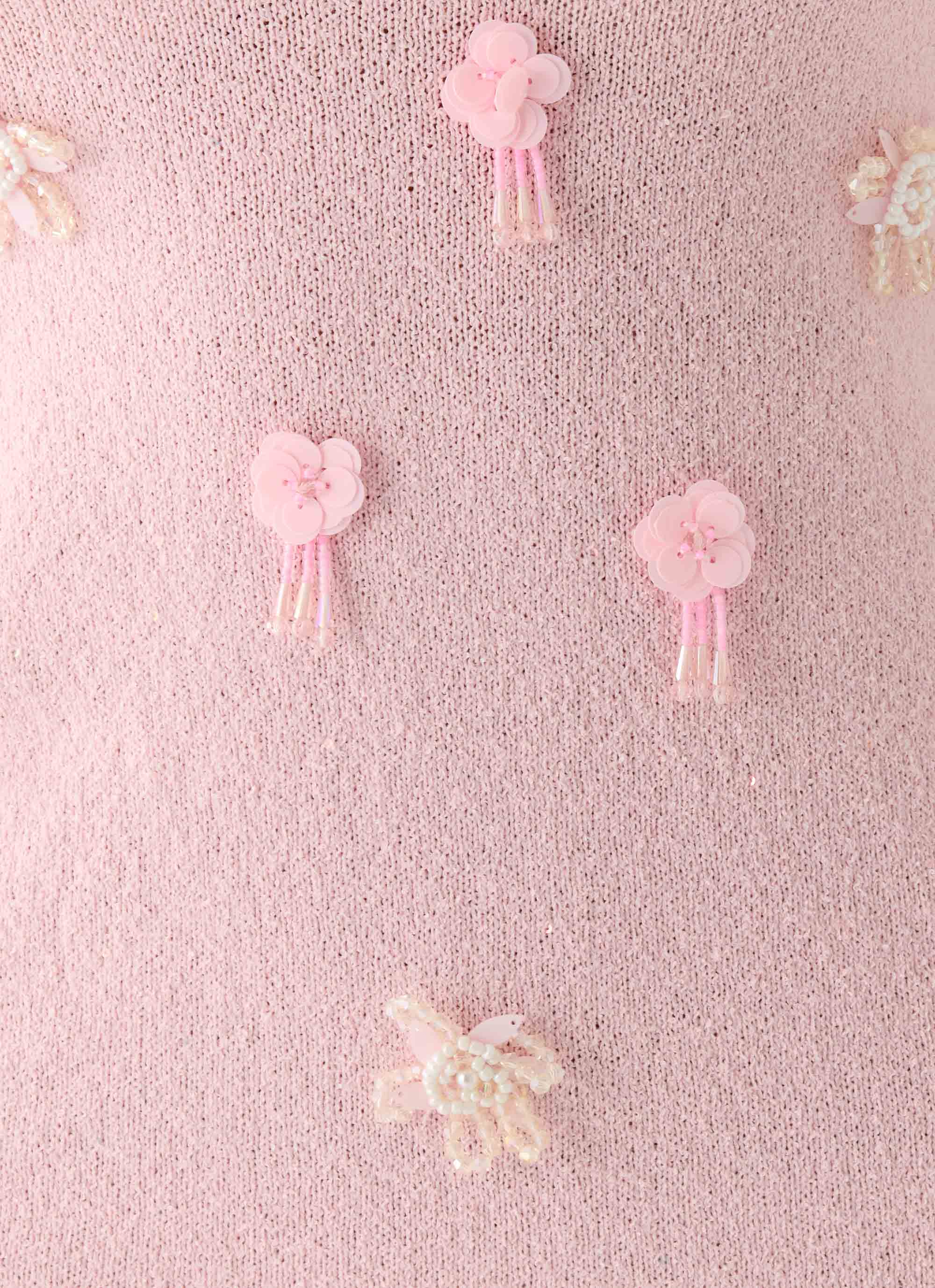 Roa Embellished Knit Mini Dress - Pink