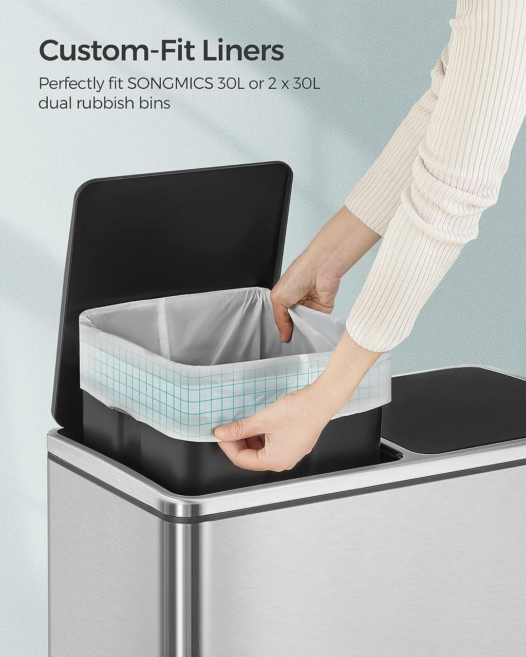 Skraldeposer med snøreluk - 30 L - hvid - 45 poser Skraldeposer Songmics