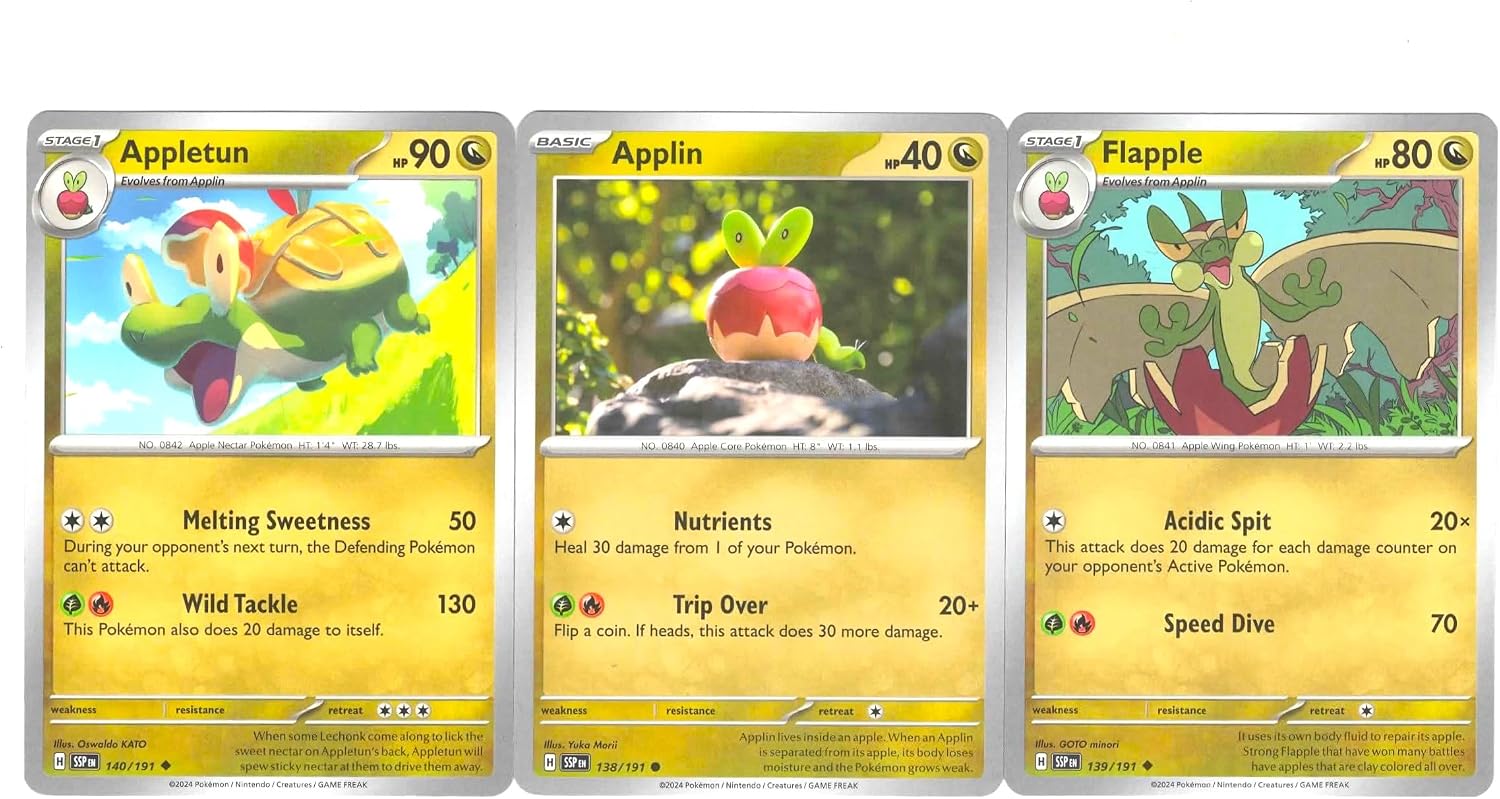 Flapple & Appletun 139/191 – 140/191 - Surging Sparks – Pokemon Dragon Evolution 3 Card Lot