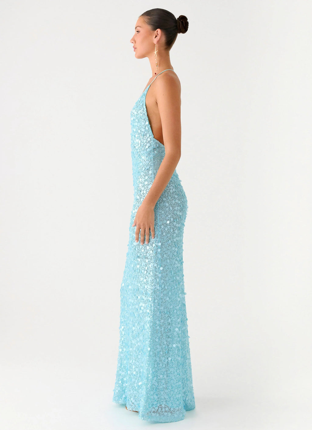 Ocean Views Sequin Maxi Dress - Blue
