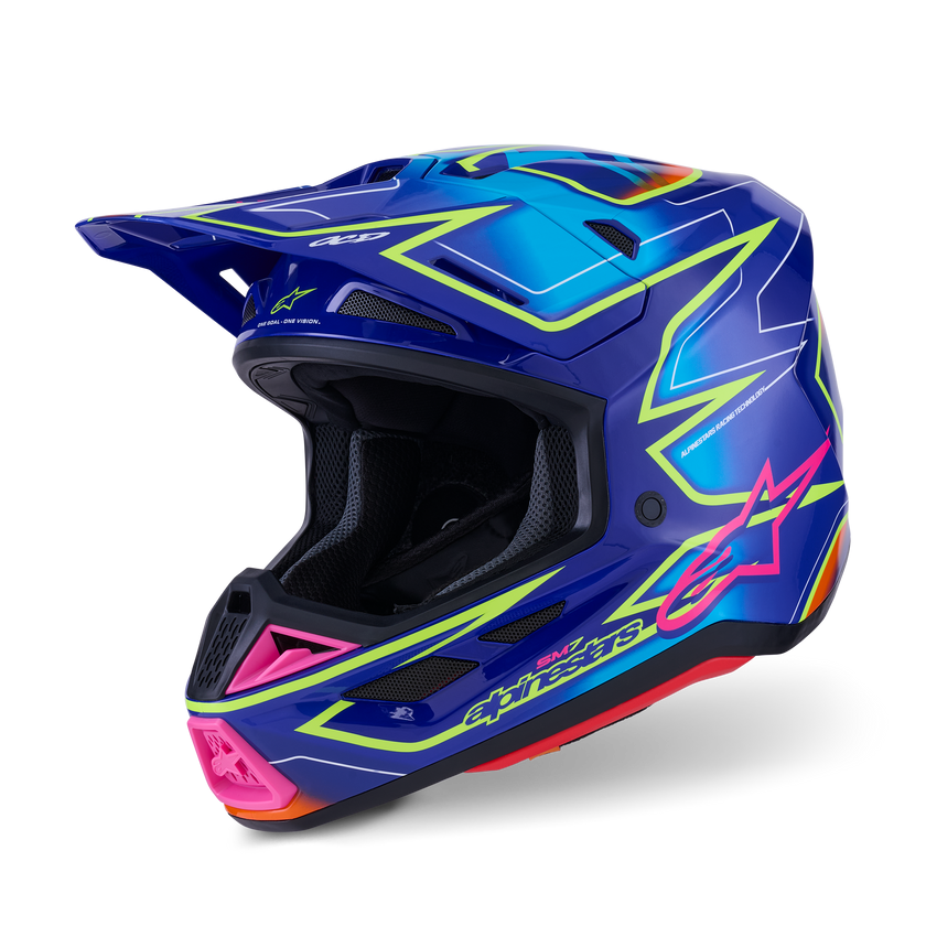 ALPINESTARS S-M7 CAST HELMET 2026 in Blue/Fluo Yellow/Pink