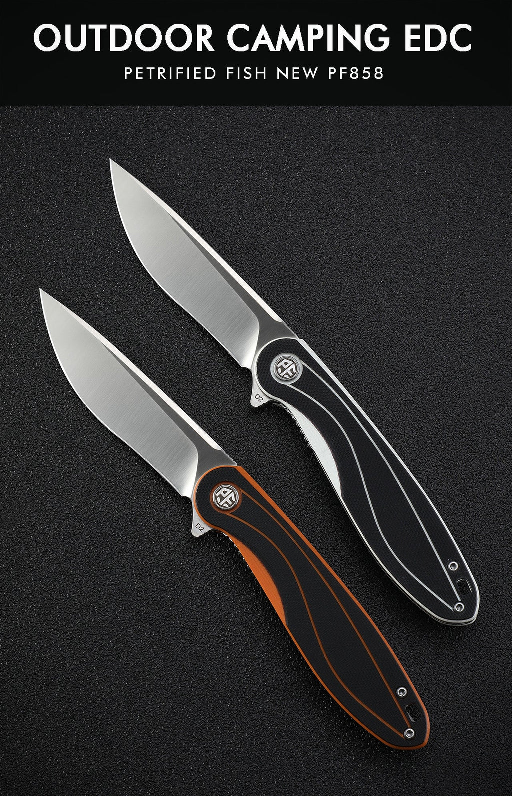 Petrified Fish PF858 Skipper,3.15" D2 Blade,G10 Handle,Flipper Liner lock Folding knife