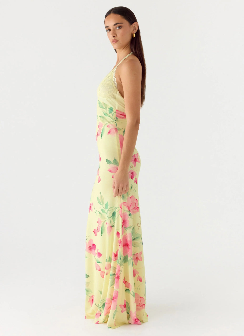 Takedown Halter Maxi Dress - Lemon Soleil