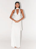 Alicia Satin Halter Maxi Dress - White