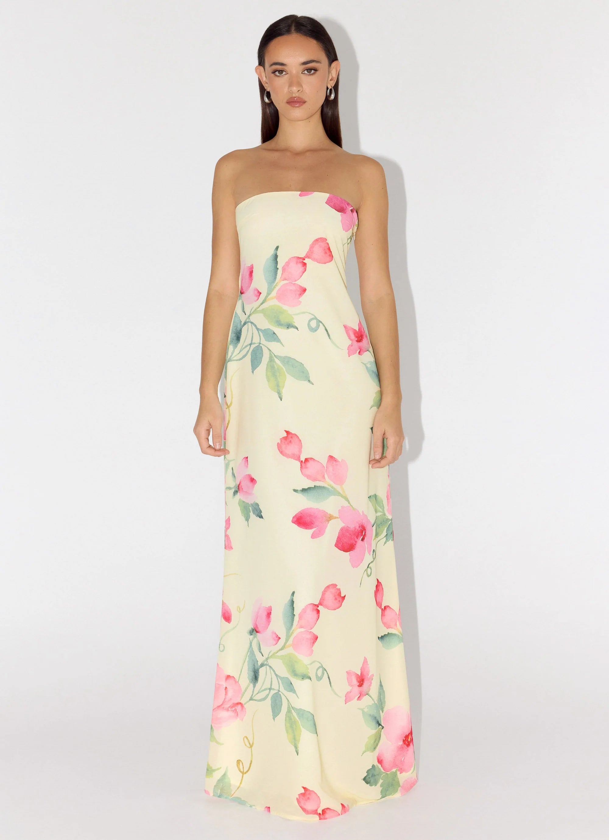 Bronte Strapless Maxi Dress - Lemon Soleil