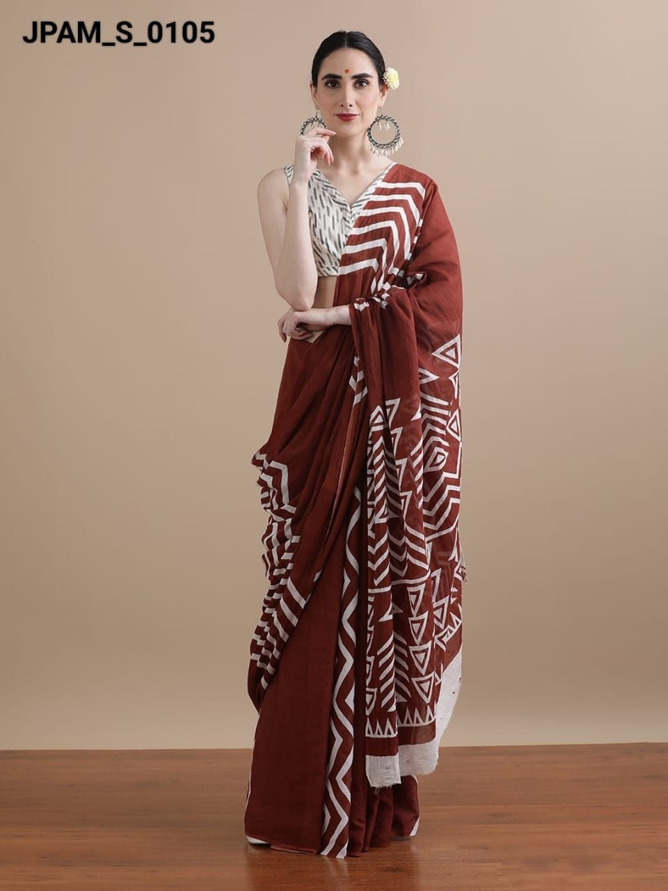 Pure Cotton Mul Mul Printed Saree with Blouse | Soft Handblock Style Saree | House of The Handblock