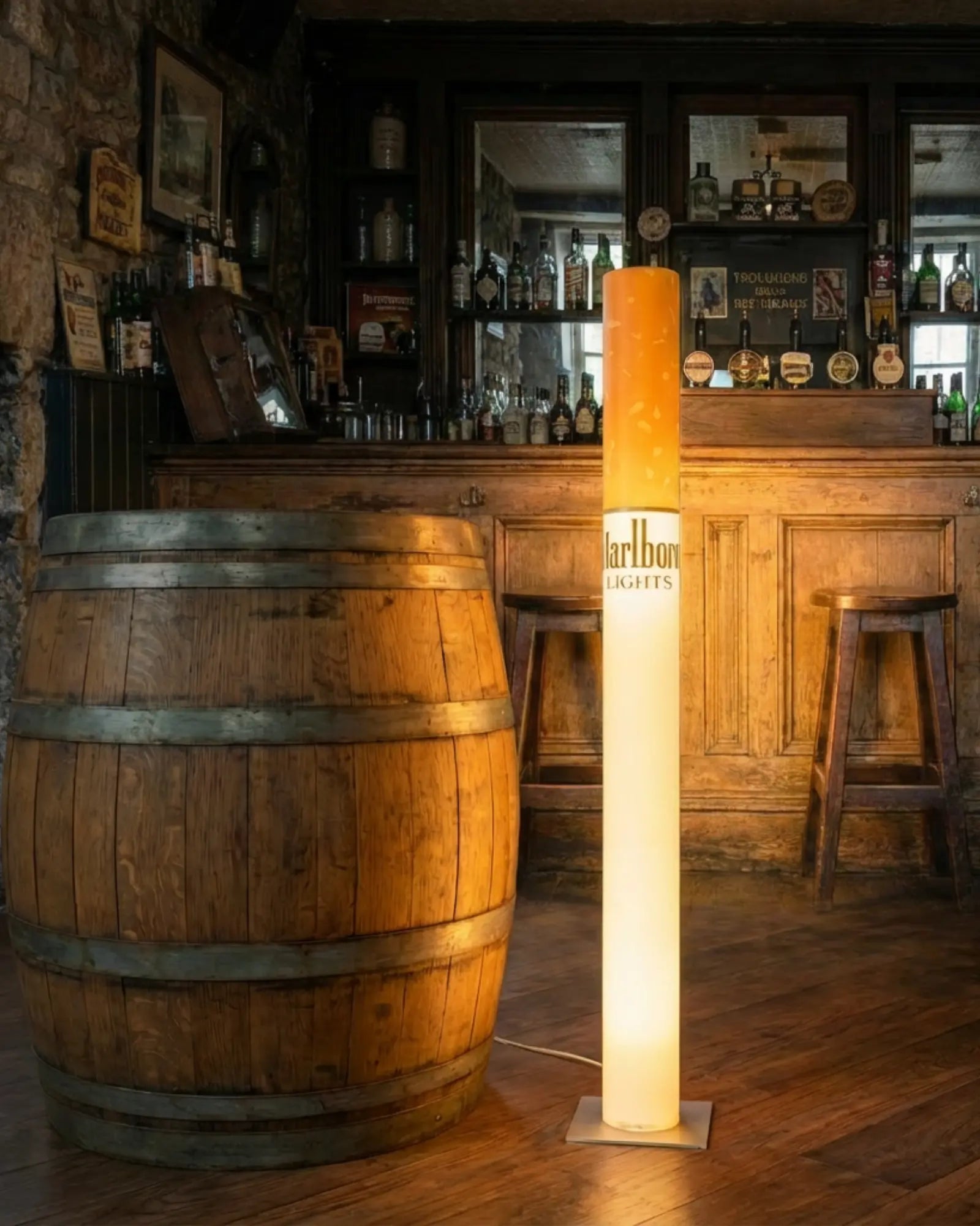 Vintage Marlboro Lamp 95cm Giant Cigarette Floor Lamp in Home Bar Man Cave Retro Decor RETROFUME