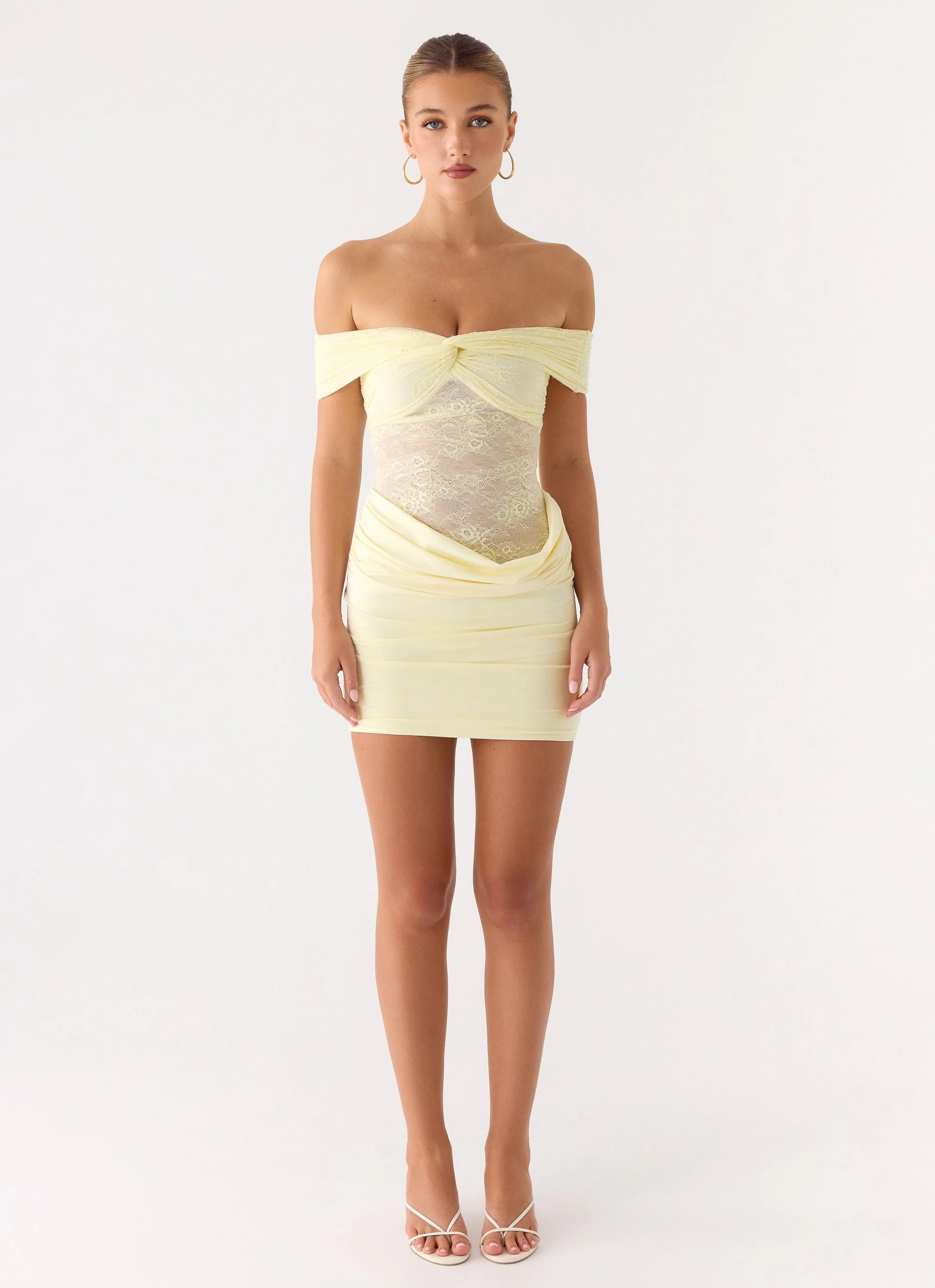 Either Way Off Shoulder Mini Dress - Yellow