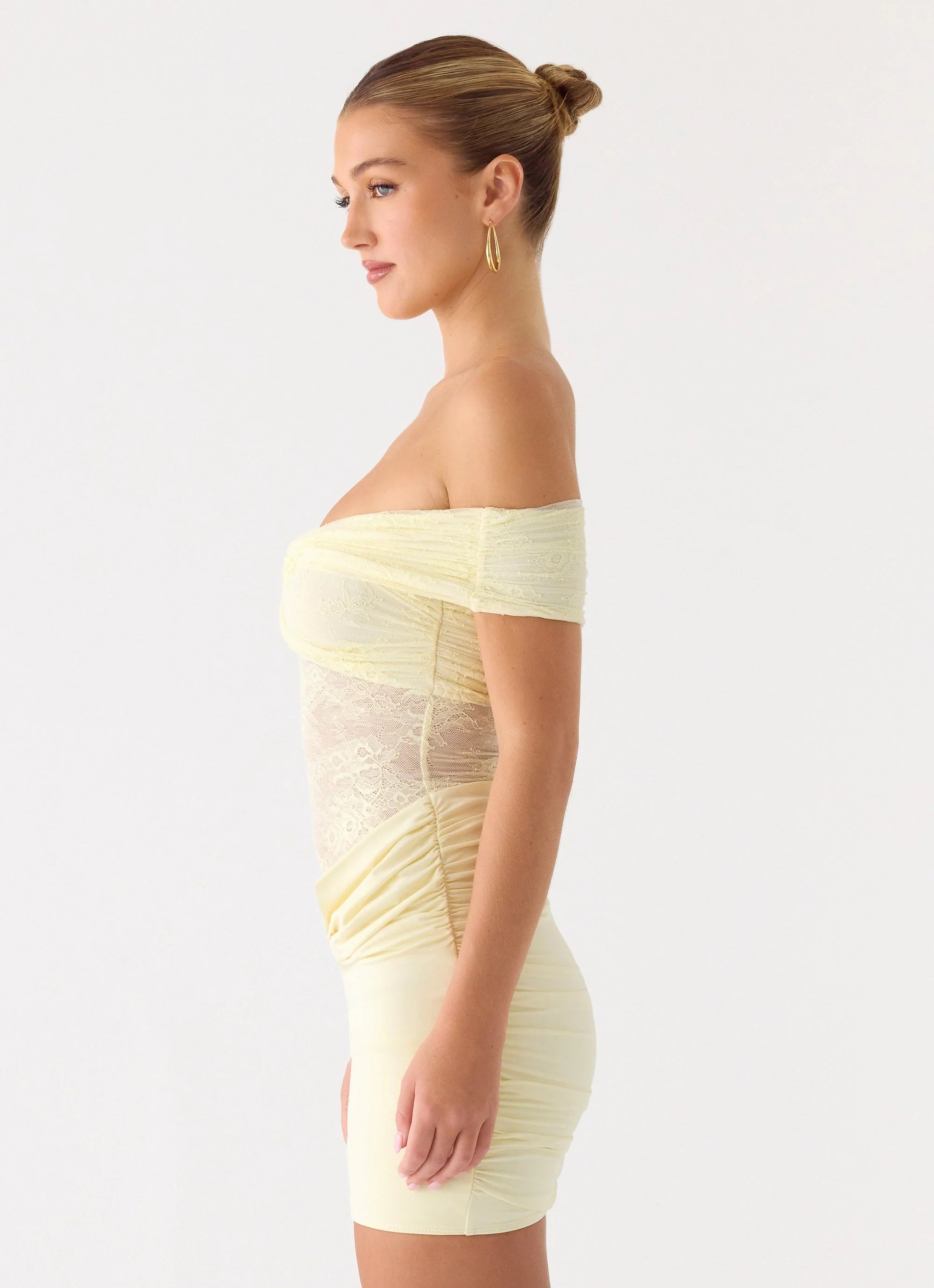 Either Way Off Shoulder Mini Dress - Yellow
