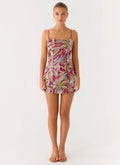 Soul Sound Sequin Mini Dress - Fuchsia Floral Beaded