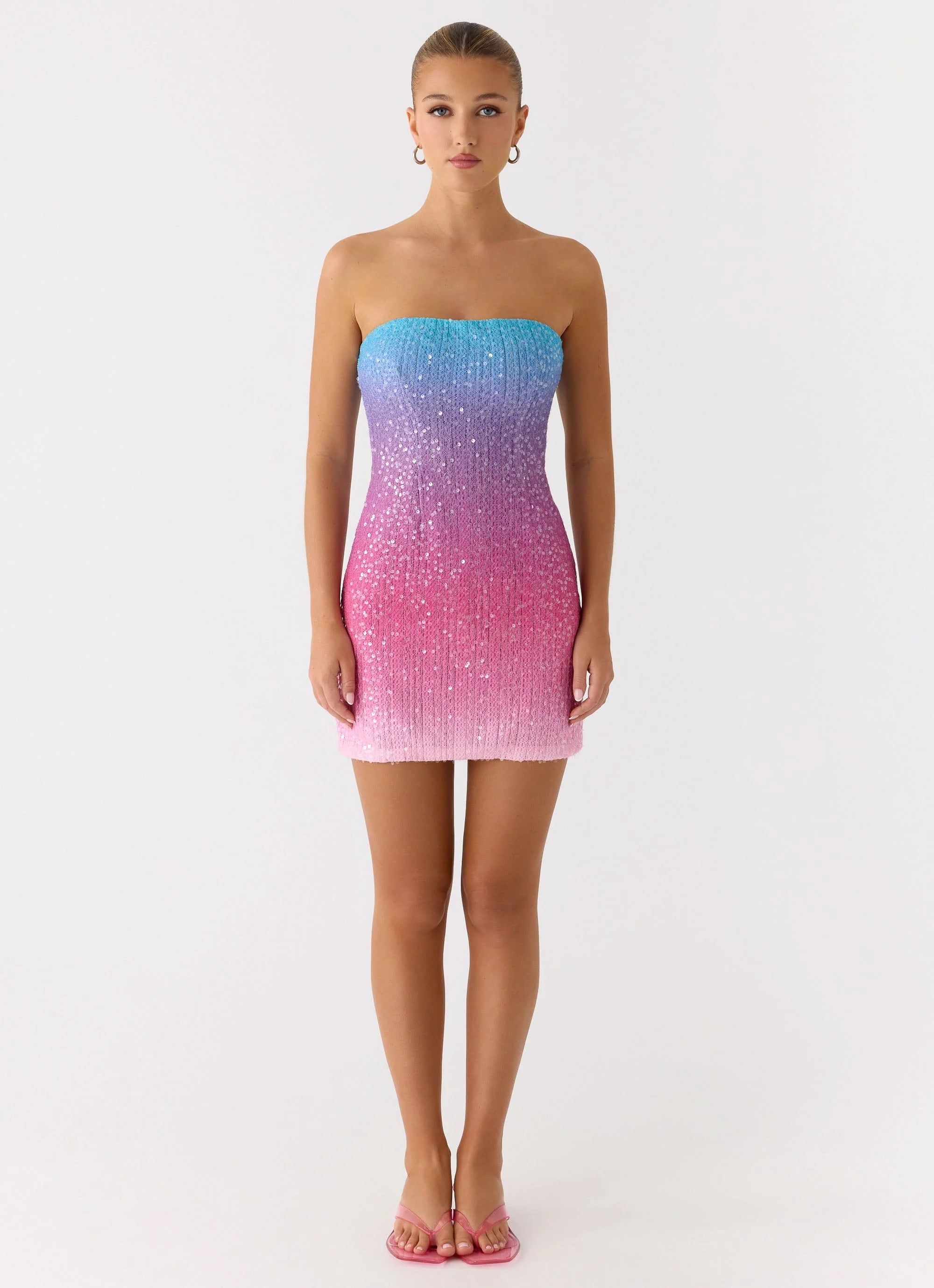 Step Closer Sequin Knit Mini Dress - Disco Ombre