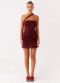 Misty Mesh Mini Dress - Maroon