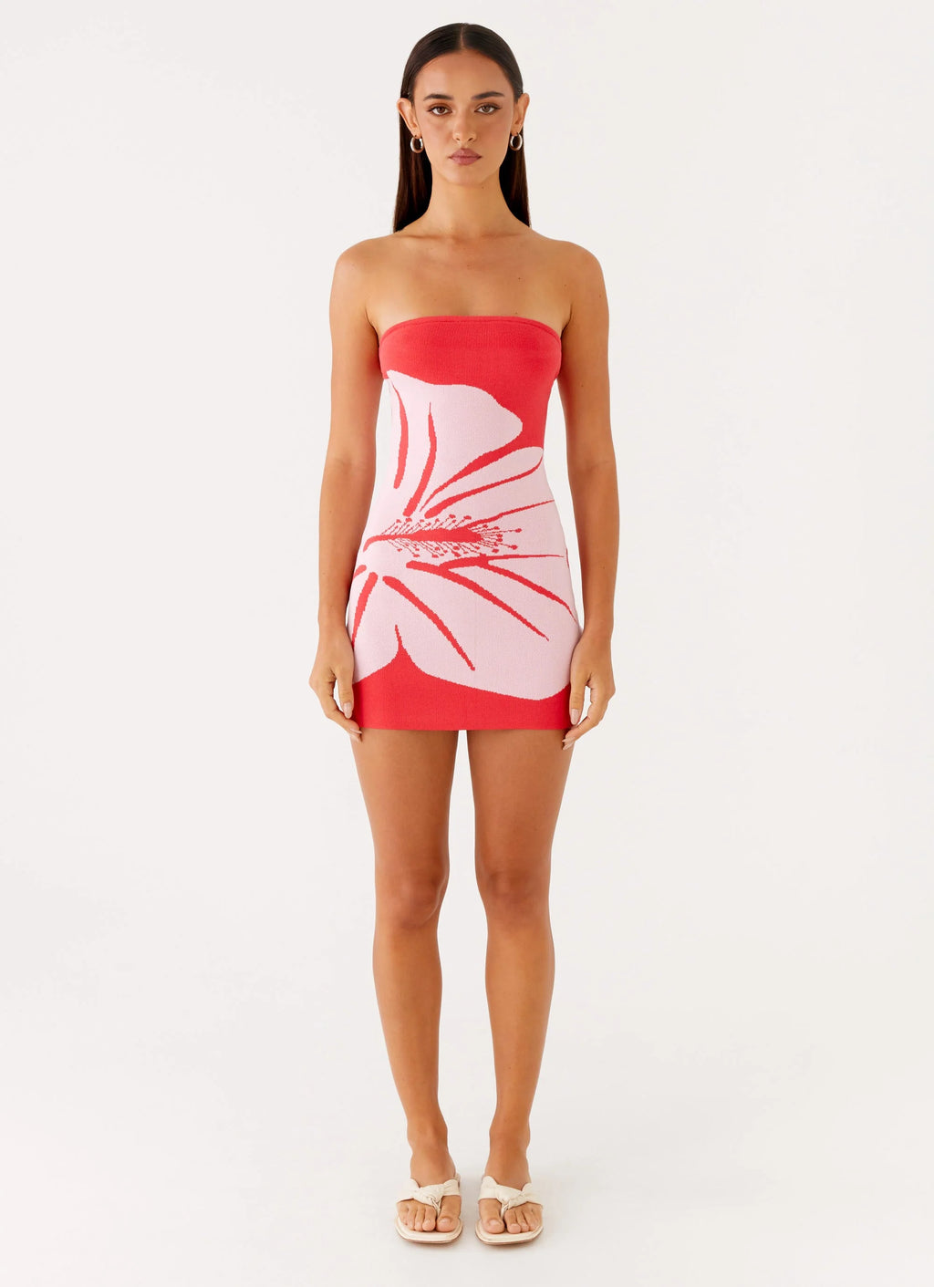 Kader Strapless Knit Mini Dress - Red Floral