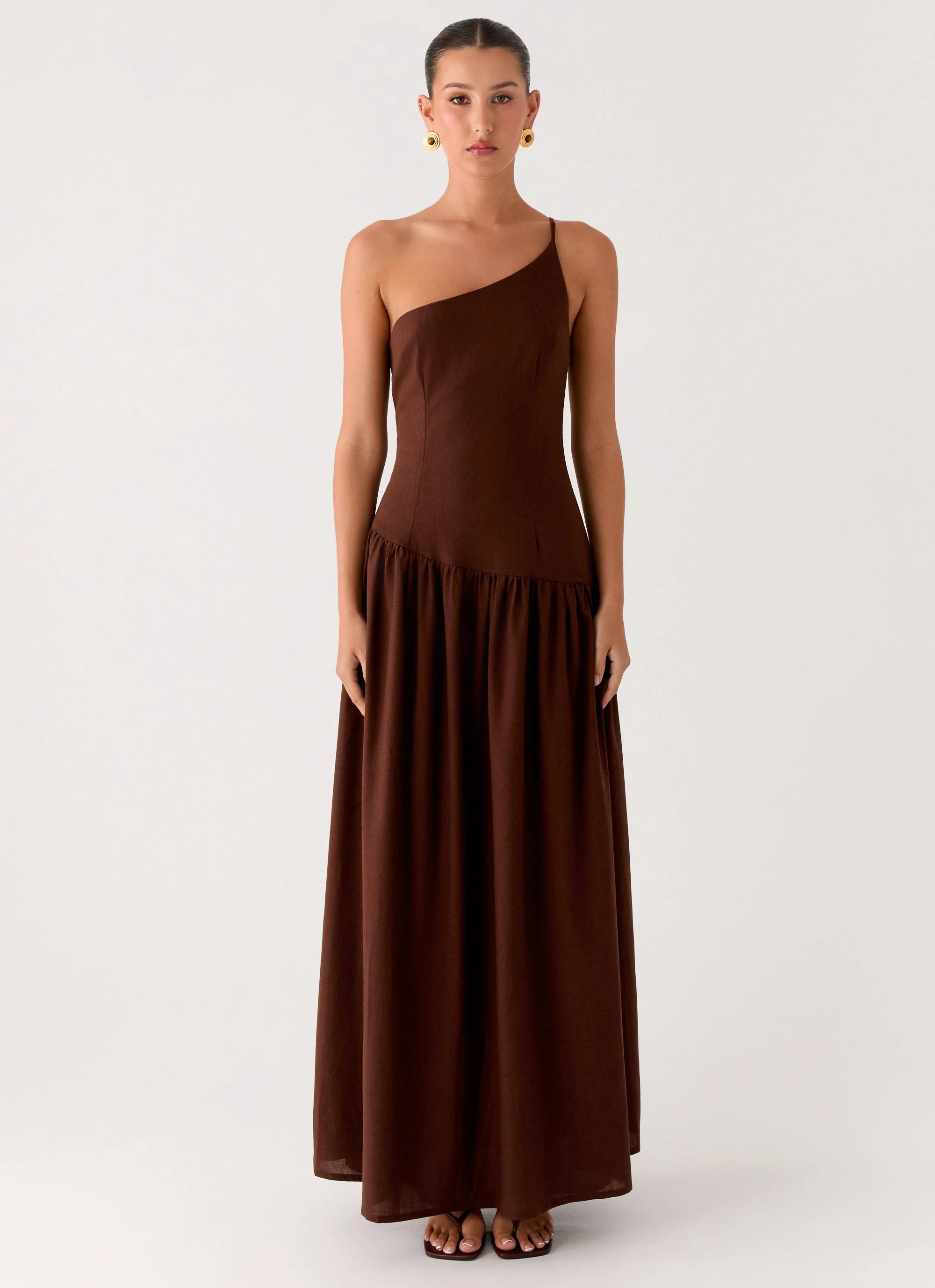 Thinking About You Linen Maxi Dress - Brown