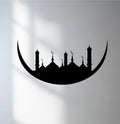 Crisply-defined edges showcase this crescent moon mosque silhouette in our Islamic metal wall decor, adding a modern flair to the border of your home.