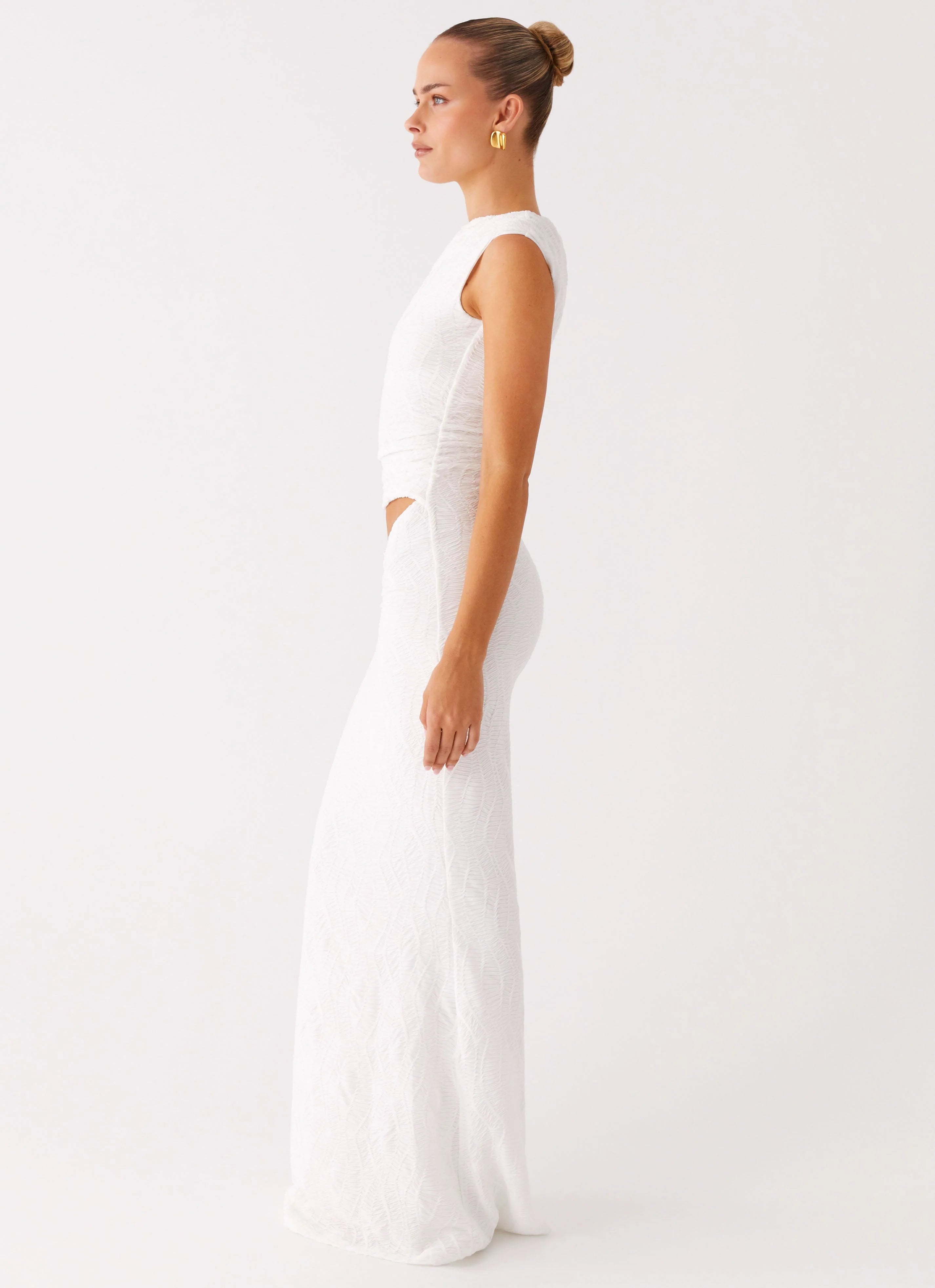 Galantis One Shoulder Maxi Dress - White