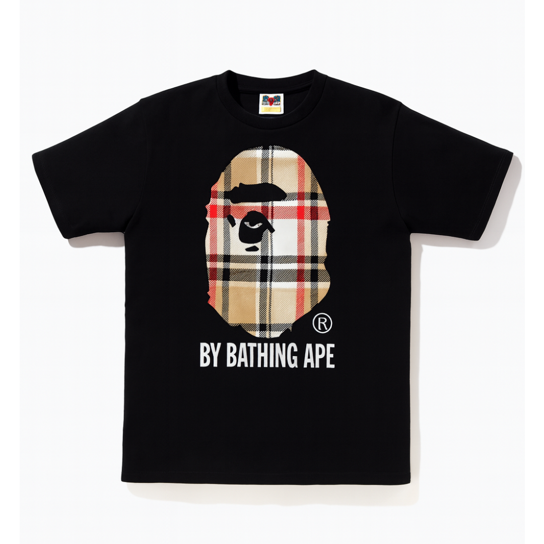 BAPE A Bathing Ape Check by Bathing Tee Black