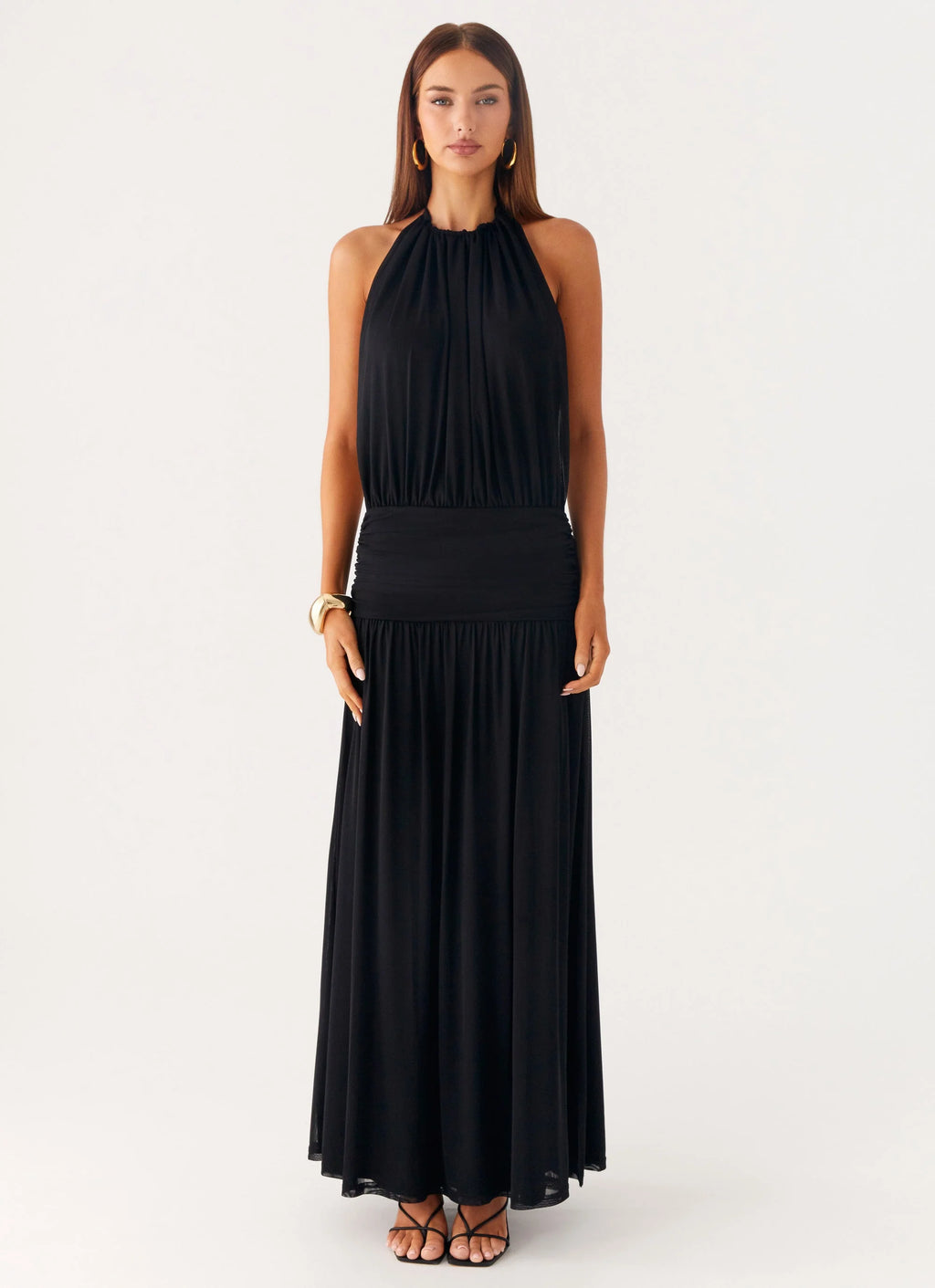 Solena Halter Neck Maxi Dress - Black