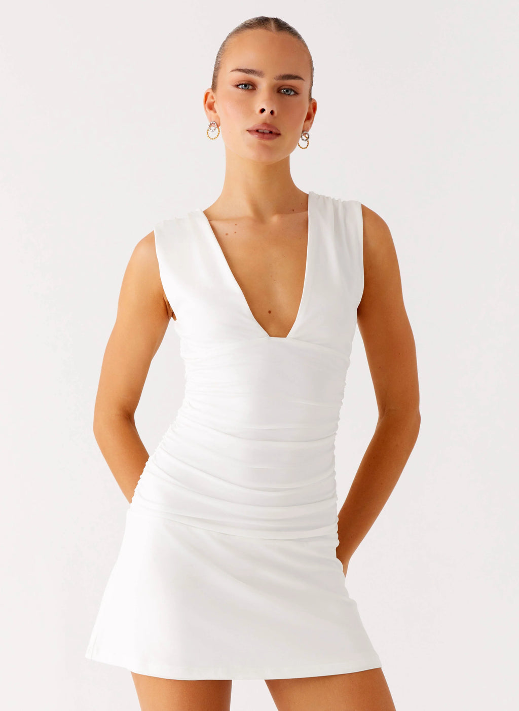Cherry Sky Mini Dress - White