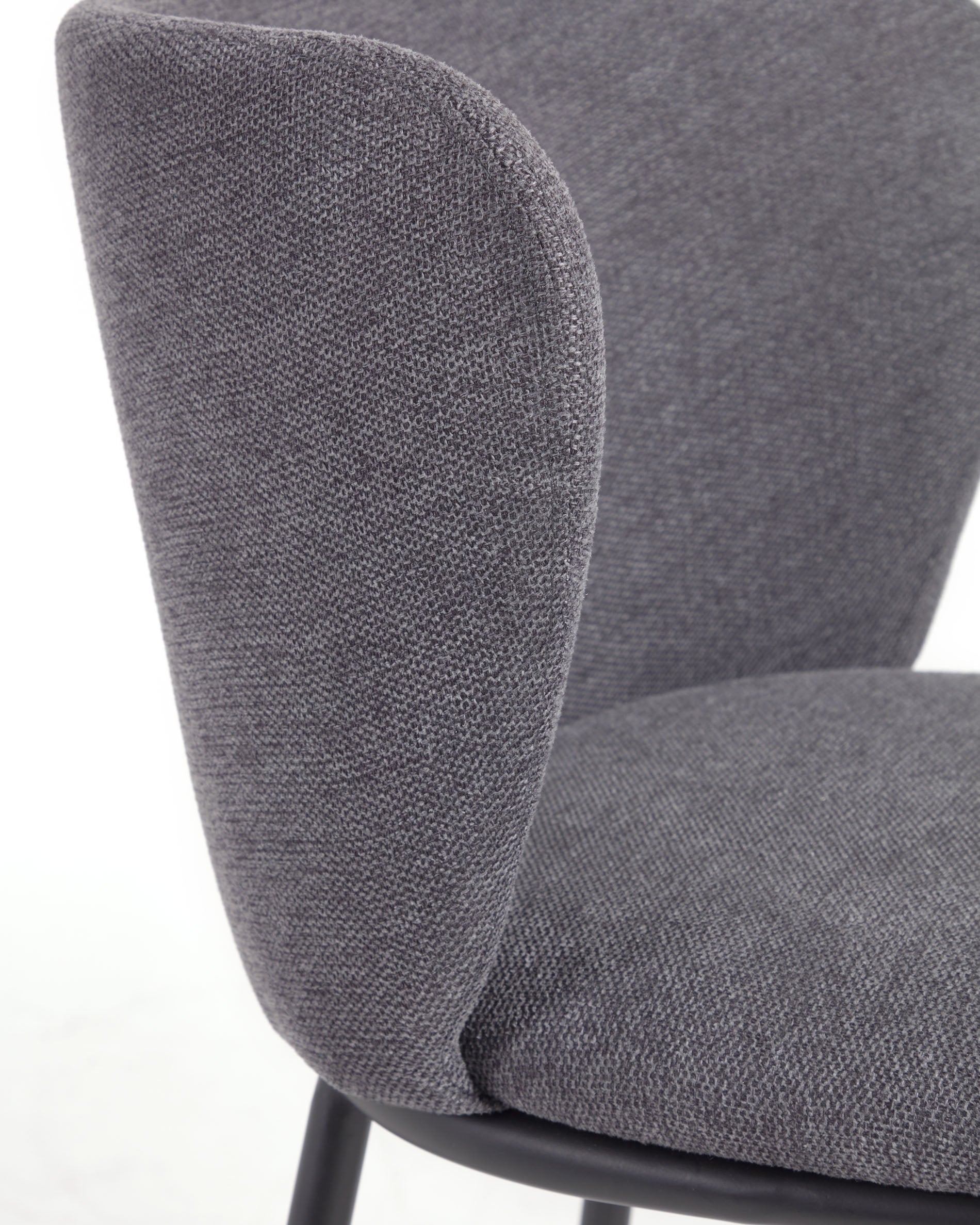 Sgabello Ciselia in ciniglia grigio scuro e gambe acciaio nero altezza 65 cm