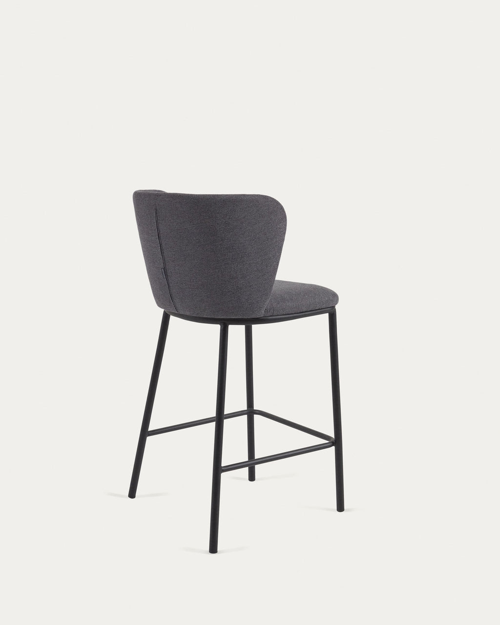 Sgabello Ciselia in ciniglia grigio scuro e gambe acciaio nero altezza 65 cm