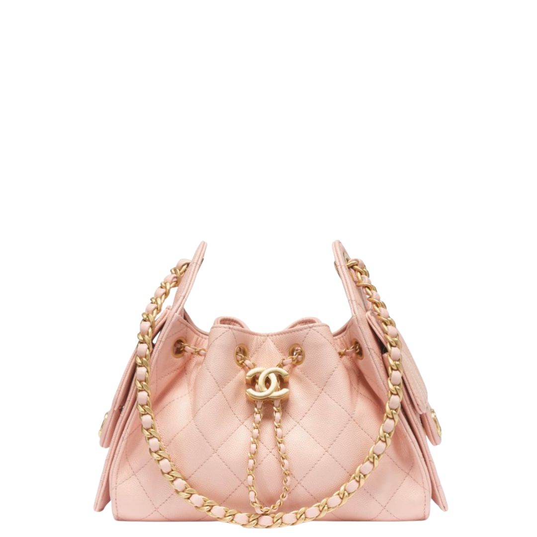 Chanel 25 Mini Handbag Grained Calfskin & Gold-Tone Metal Light Pink