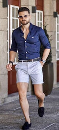 Blue Loafers Shorts Men Loafers With Shorts Casual Blue Shirt With Short  And Loafers