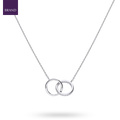 Sterling Silver Interlocking Rings Cubic Zirconia Set Necklace