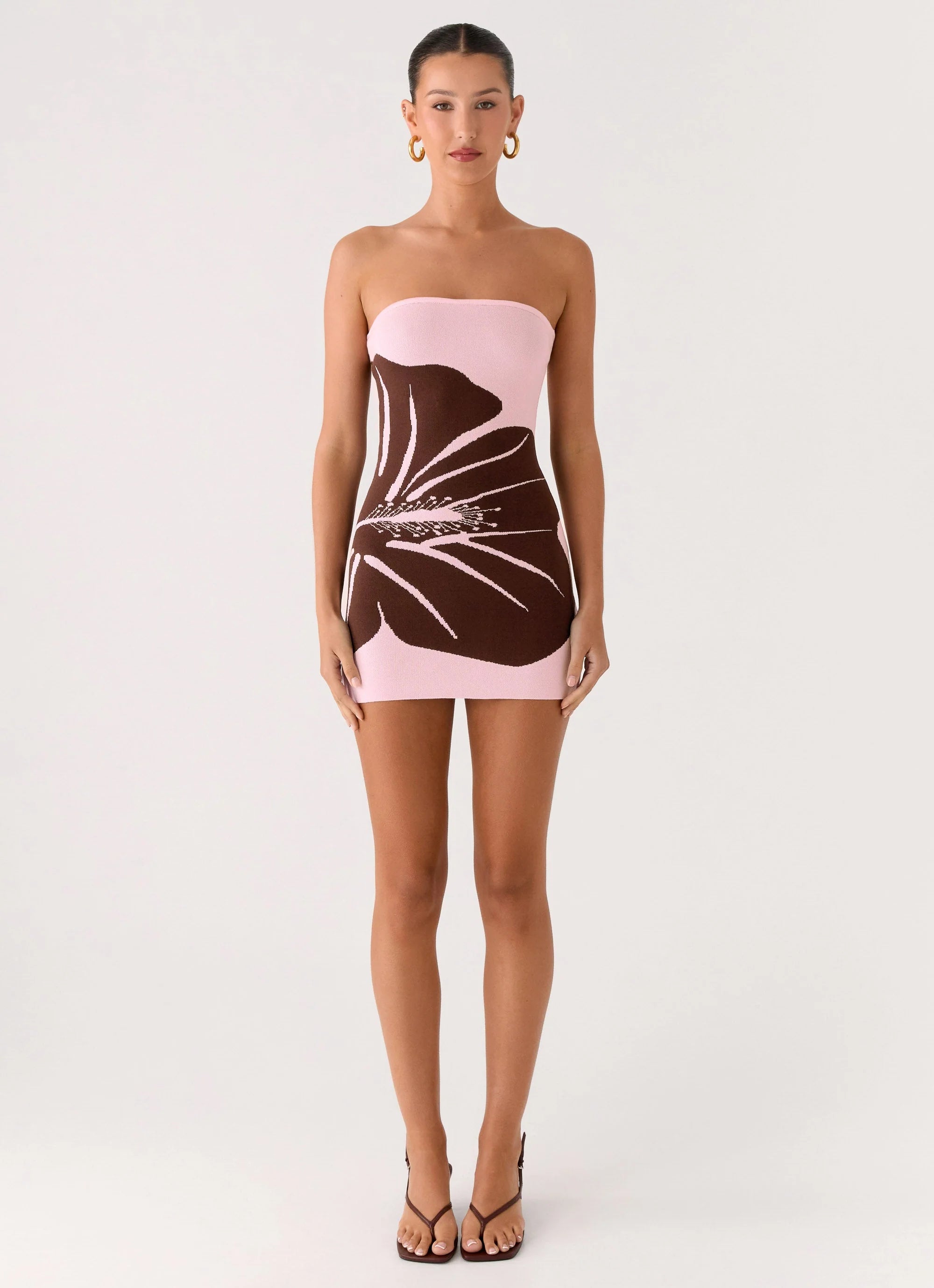 Kader Strapless Knit Mini Dress - Espresso Meadow