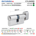 DBC006502 KD, 66mm - 32.5/32.5, Double Cylinder (Bathroom/Privacy/Emergency), Thumbturn to Coin, Matt Black, DORMAKABA