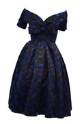 1950s Christian Dior Couture Blue & Black Silk & Velvet New Look Dress, Iconic