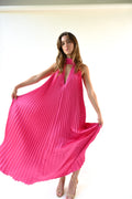 Yellow the Label Valley Pleated Dress Pink - Front View on Model