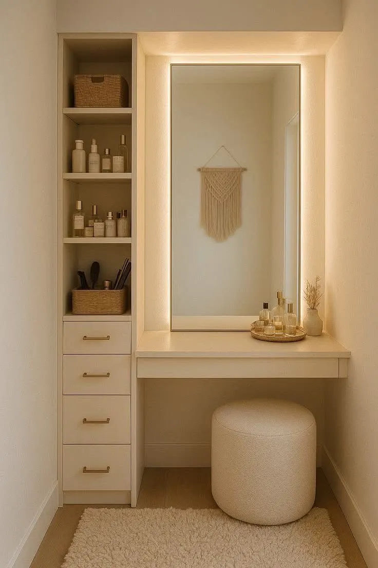 Elegant Dressing Table with LED Backlit Mirror & Storage