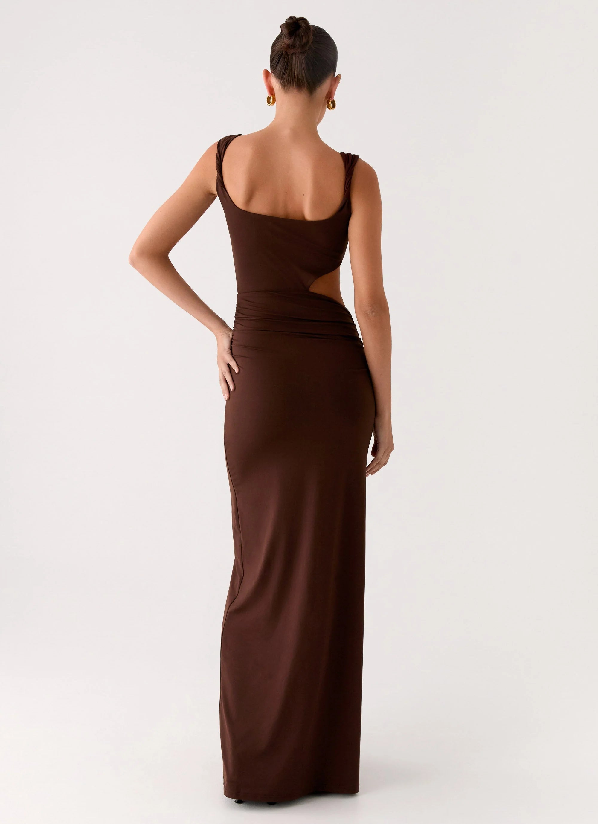 Balvin Cut Out Maxi Dress - Cool Chocolate