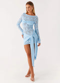 Consie Long Sleeve Mini Dress - Pale Blue