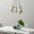 Modway Peak Brass Cone And Glass Globe Cluster Pendant Light Chandelier